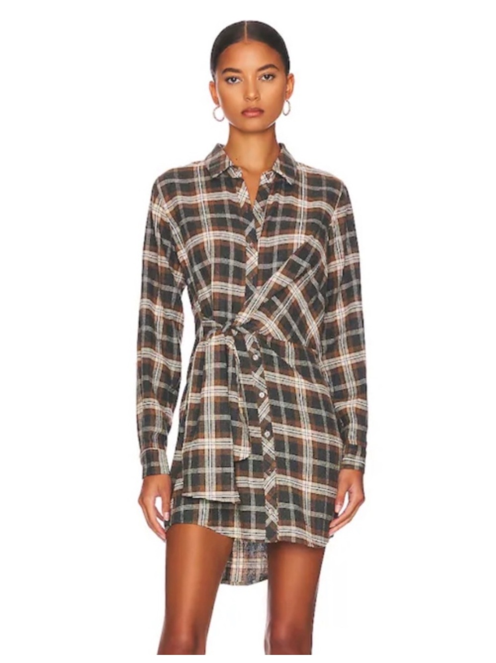 Heartloom Revolve Brynn Mini Dress Plaid Flannel Long Sleeve Size M